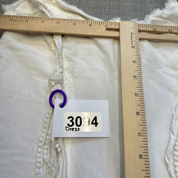 Y2K Ivory Babydoll Dress Medium Fairycore Boho Frayed Corset Style Mini Festival - Picture 12 of 12